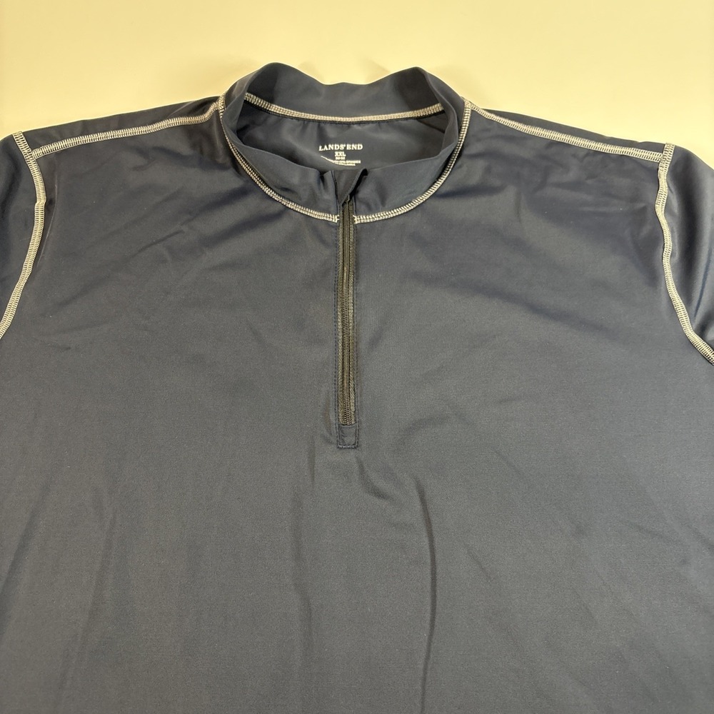 Lands' End Activewear Men's Sz XXL Shirt, Black Quarter Zip, Golf Breathable